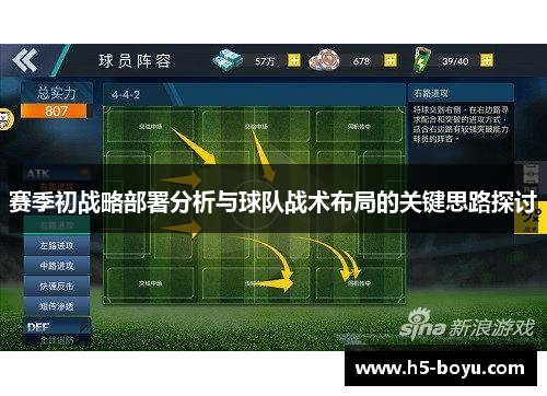 赛季初战略部署分析与球队战术布局的关键思路探讨