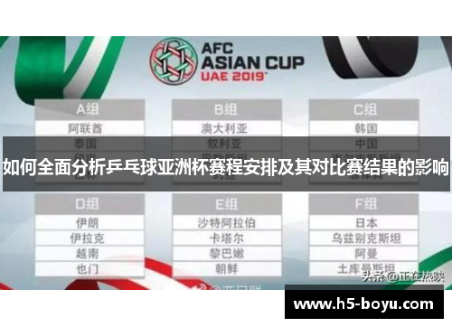 如何全面分析乒乓球亚洲杯赛程安排及其对比赛结果的影响